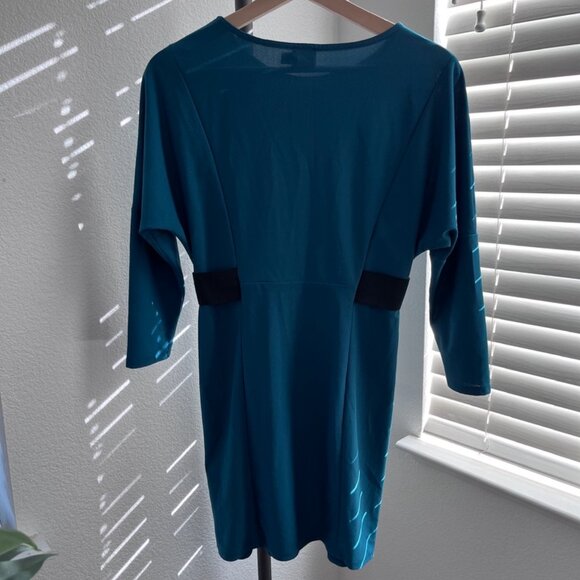 ASOS Teal Bodycon Dress with Black Waist Panels – Size 4 - Picture 5 of 7